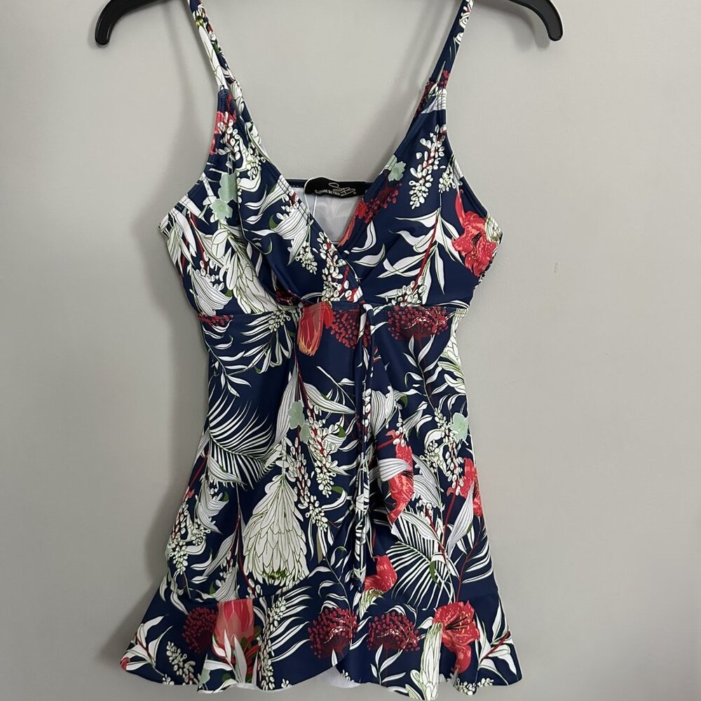 2-piece swimsuit Navy Tropical tankini